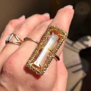 Alexis Bittar Baguette Gold Cocktail Ring / 8-8.5